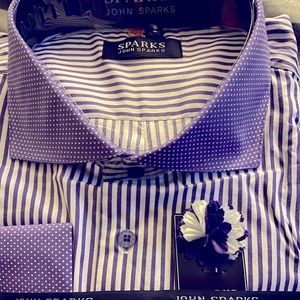 Big Men’s dress shirt. With Lapel flower pin.